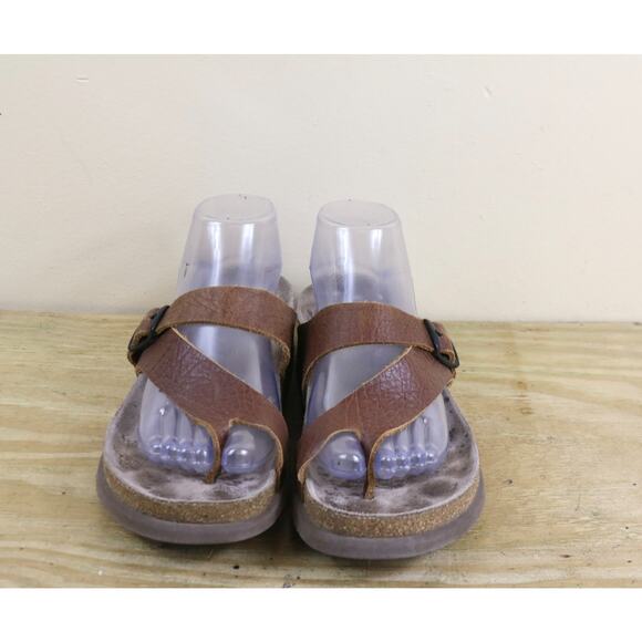 Mephisto Womens Sandals 40 Brown Leather Helen Plus Buckle Slides Slip On Shoes - Picture 2 of 6